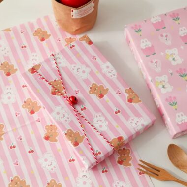 Cute pink aesthetic birthday wrapping paper for gifts