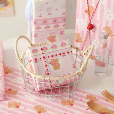 Cute pink aesthetic birthday wrapping paper for gifts