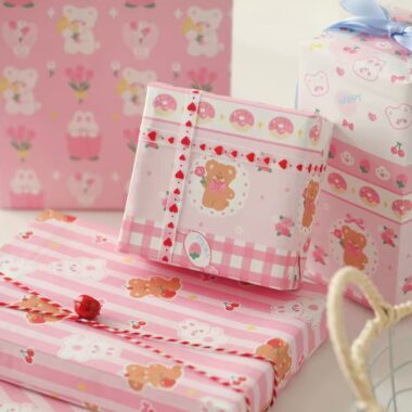 Cute pink aesthetic birthday wrapping paper for gifts