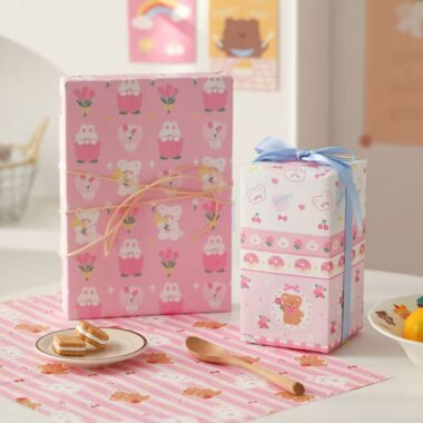 Cute pink aesthetic birthday wrapping paper for gifts