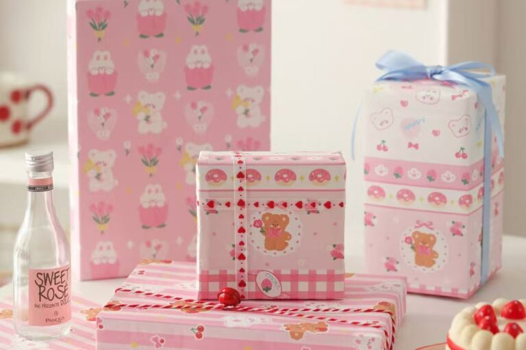 Cute pink aesthetic birthday wrapping paper for gifts