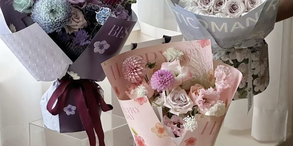 Thick printed kraft flower wrapping paper for bouquets