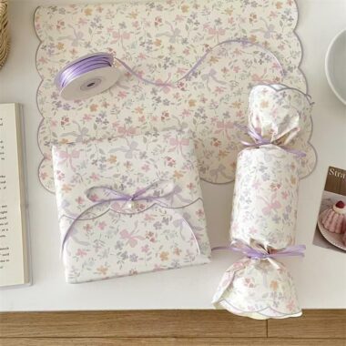 Romantic purple floral creative wrapping paper for gifts