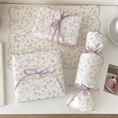 Romantic purple floral creative wrapping paper for gifts