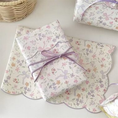 Romantic purple floral creative wrapping paper for gifts