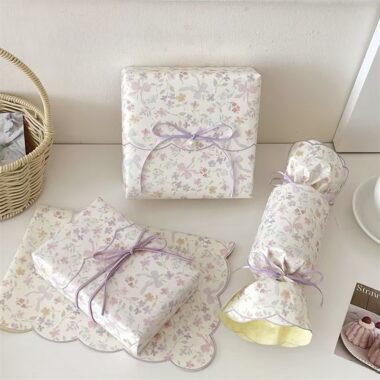 Romantic purple floral creative wrapping paper for gifts