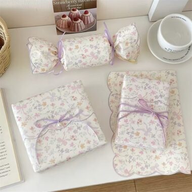 Romantic purple floral creative wrapping paper for gifts