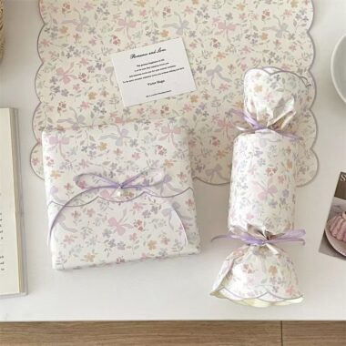 Romantic purple floral creative wrapping paper for gifts