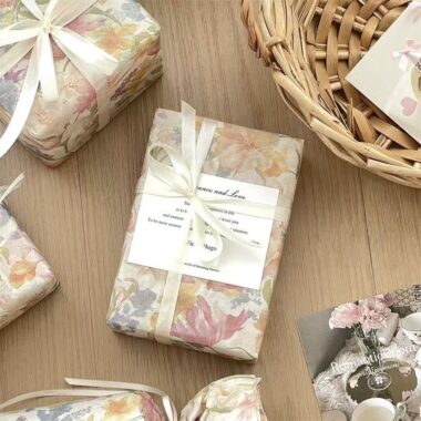 Romantic soft floral wrapping paper for elegant gifting