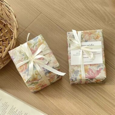 Romantic soft floral wrapping paper for elegant gifting