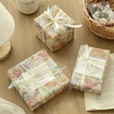 Romantic soft floral wrapping paper for elegant gifting