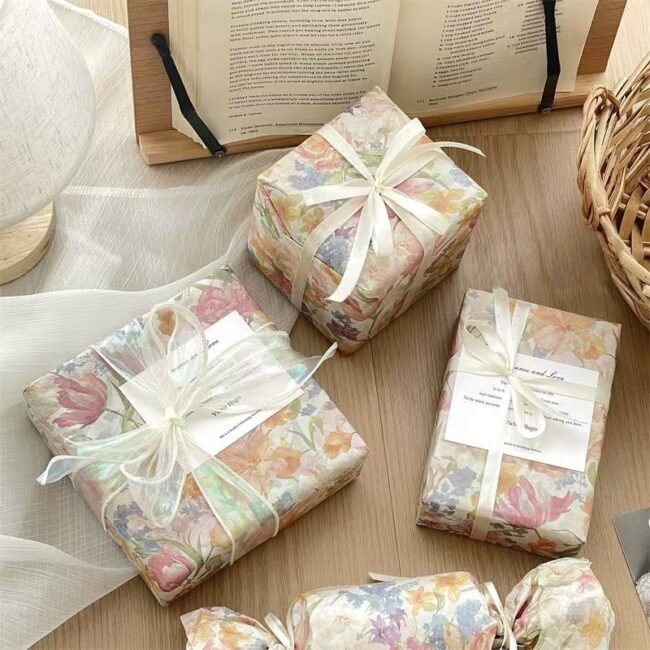 Romantic soft floral wrapping paper for elegant gifting