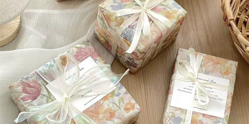 Romantic soft floral wrapping paper for elegant gifting