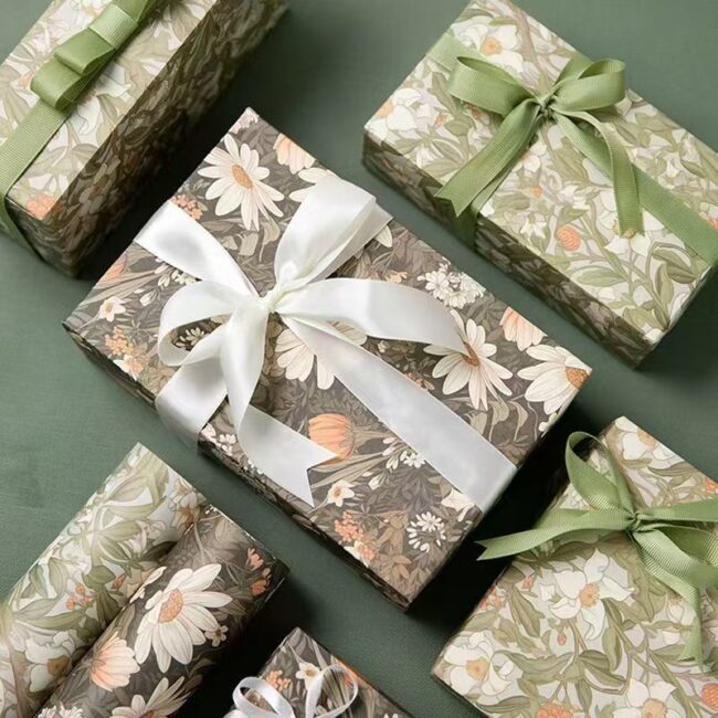 Elegant spring floral luxury wrapping paper for gifts