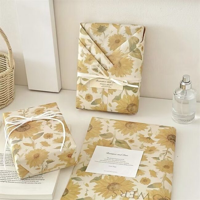 Thick sunflower kraft wrapping paper for floral gift packaging