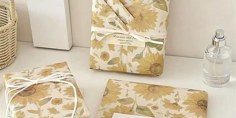 Thick sunflower kraft wrapping paper for floral gift packaging