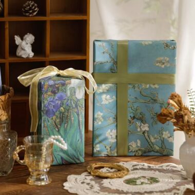 Vintage hand-painted large gift wrapping paper sheets