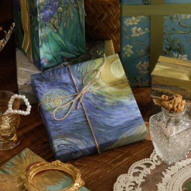 Vintage hand-painted large gift wrapping paper sheets