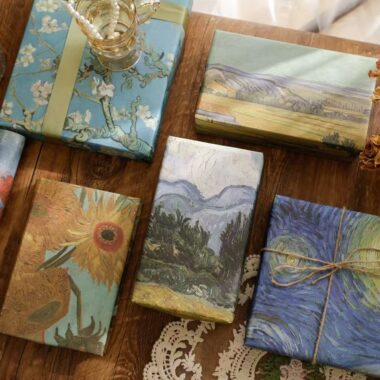 Vintage hand-painted large gift wrapping paper sheets