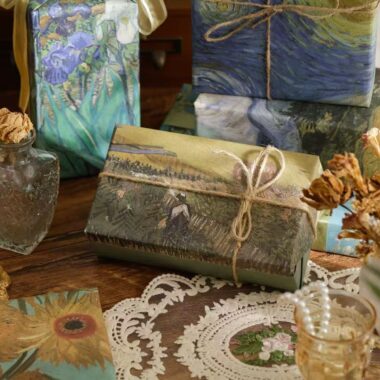 Vintage hand-painted large gift wrapping paper sheets