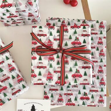 Cute car doodle Christmas wrapping paper for kids’ gifts