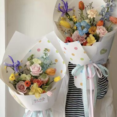 Colorful polka dot DIY kraft flower wrapping paper sheets