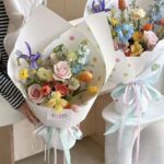 Colorful polka dot DIY kraft flower wrapping paper sheets