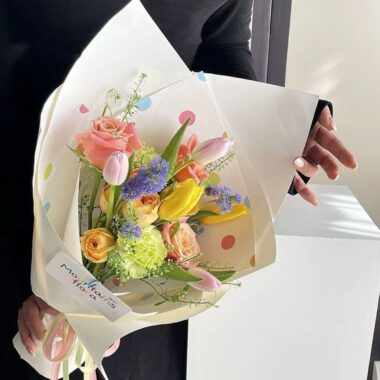 Colorful polka dot DIY kraft flower wrapping paper sheets