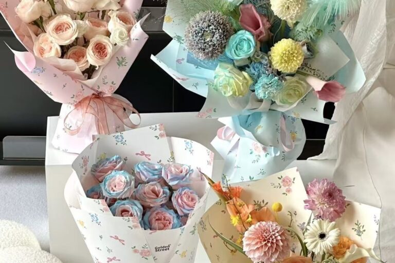 Colorful romantic waterproof floral wrapping paper for bouquets