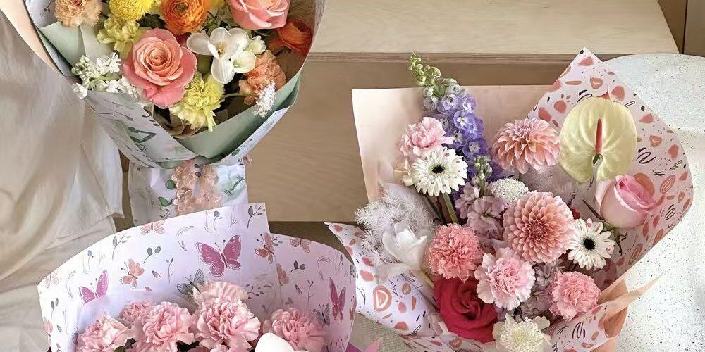 Creative butterfly printed kraft flower wrapping paper sheets