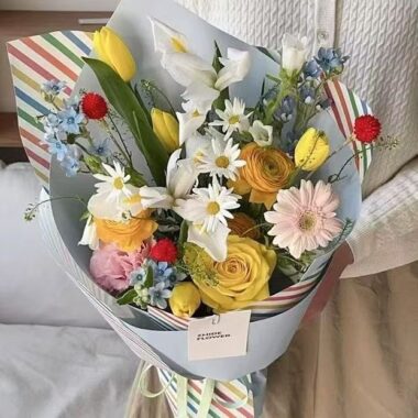 Cute pastel alphabet floral wrapping paper for flower shops