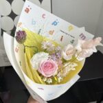 Cute pastel alphabet floral wrapping paper for flower shops