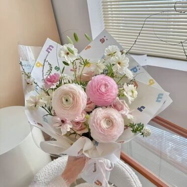 Cute pastel alphabet floral wrapping paper for flower shops