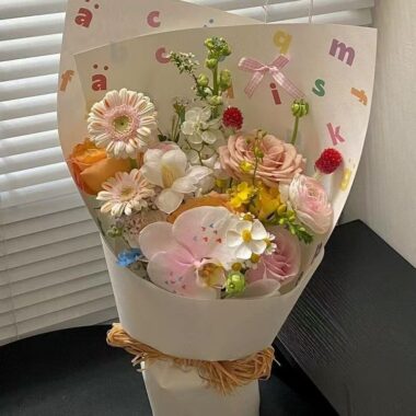 Cute pastel alphabet floral wrapping paper for flower shops