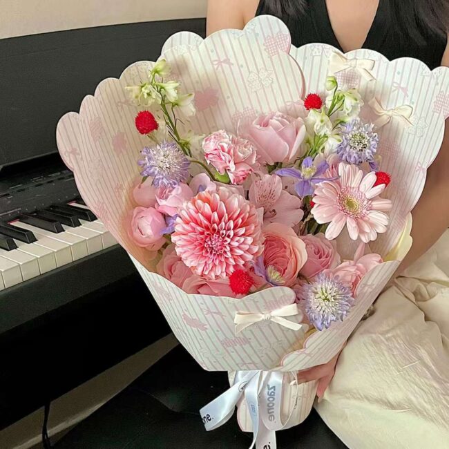 DIY wavy petal edge floral flower wrapping paper sheets