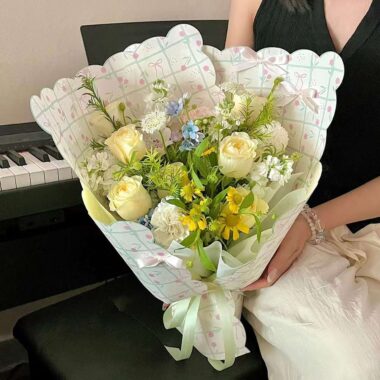 DIY wavy petal edge floral flower wrapping paper sheets