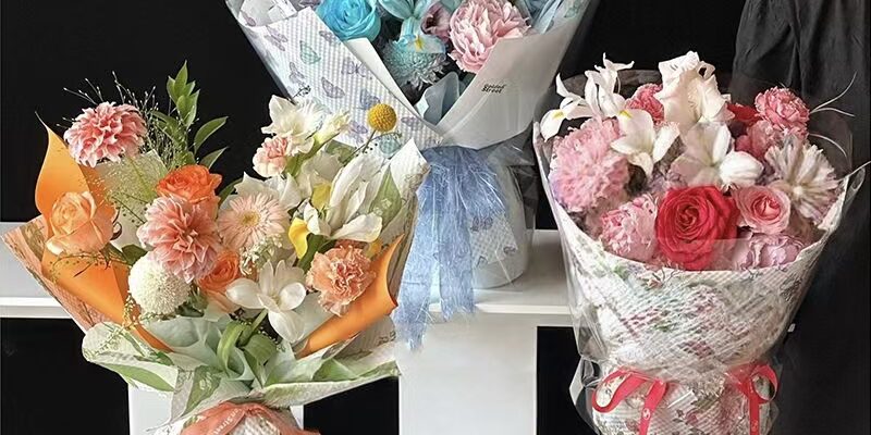 Elegant floral charm waterproof flower wrapping paper sheets