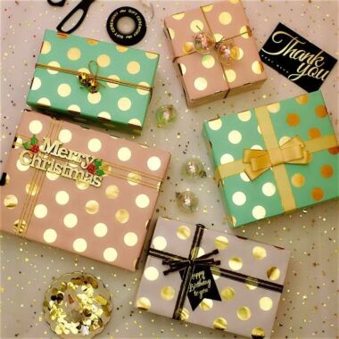 Foil dotted Christmas wrapping paper with metallic shine