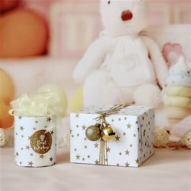 Foil dotted Christmas wrapping paper with metallic shine