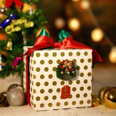 Foil dotted Christmas wrapping paper with metallic shine