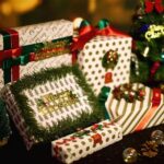 Foil dotted Christmas wrapping paper with metallic shine