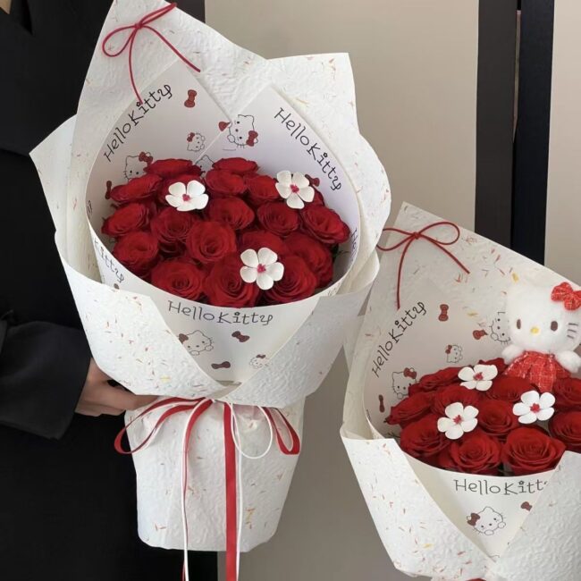 French style cute kitty flower wrapping paper sheets