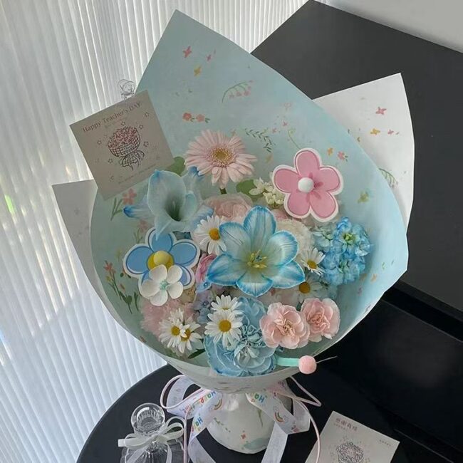 Fresh printed waterproof DIY floral flower wrapping paper