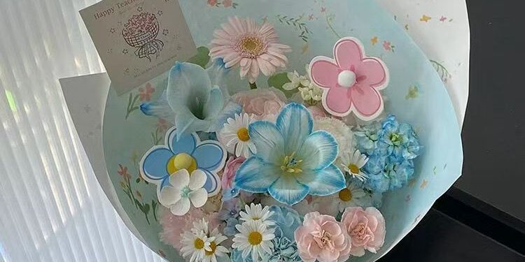 Fresh printed waterproof DIY floral flower wrapping paper