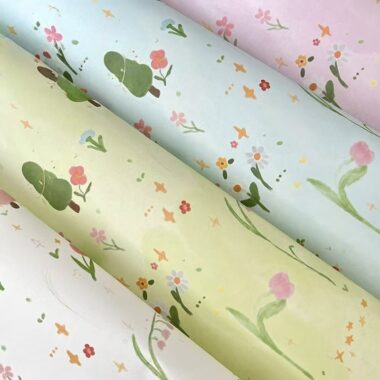 Fresh printed waterproof DIY floral flower wrapping paper