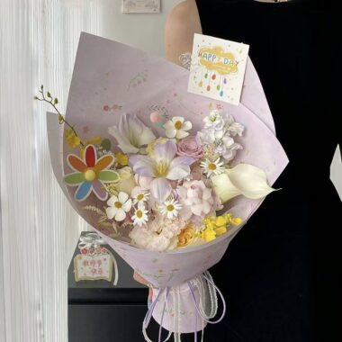 Fresh printed waterproof DIY floral flower wrapping paper