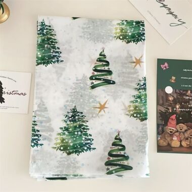 Green Christmas tree atmosphere holiday gift wrapping paper