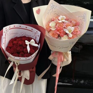 Luxury bow floral style flower wrapping paper sheets