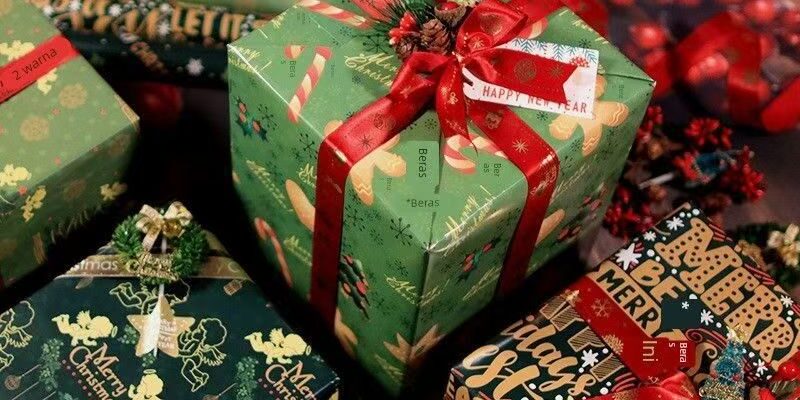 Metallic black white gold Christmas wrapping paper for gifts