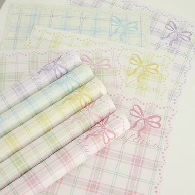 Minimalist checkered thick flower wrapping paper sheets